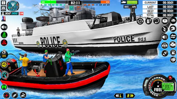 Police Boat Chase Crime Games android App screenshot 1